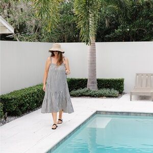 Jenni Kayne Black and White Striped Midi Dress